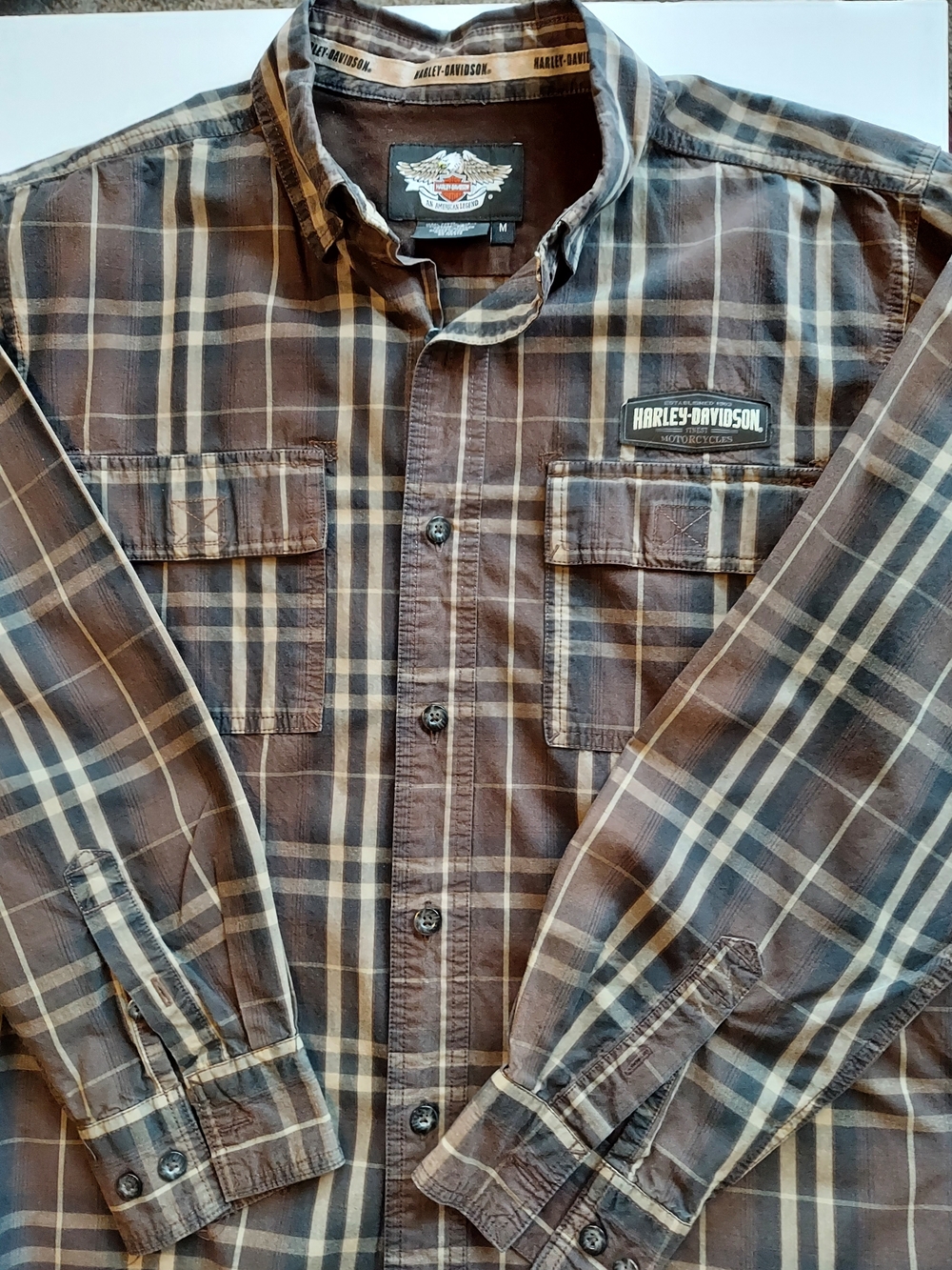 Harley-Davidson Brown Plaid Casual Button-Down Shirt